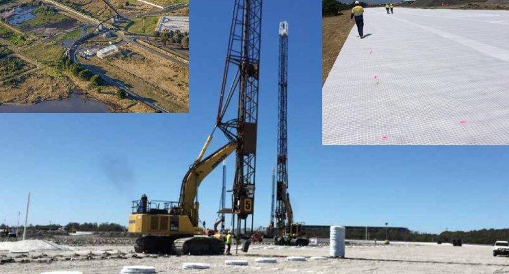 Construction of Brisbane Airport New Parallel Runway Over the Swamp Using Geogrid and Wick Drain Solutions